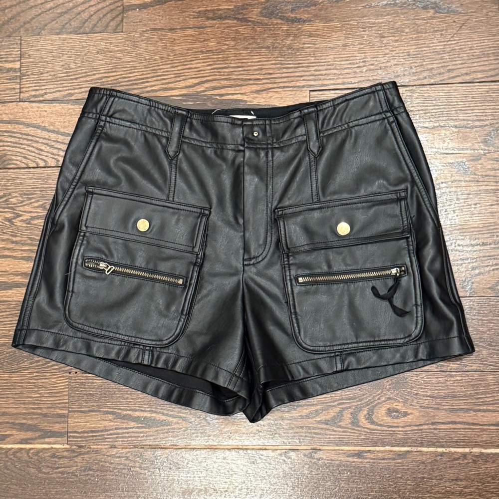 Anthropologie Vegan Leather Cargo Pants